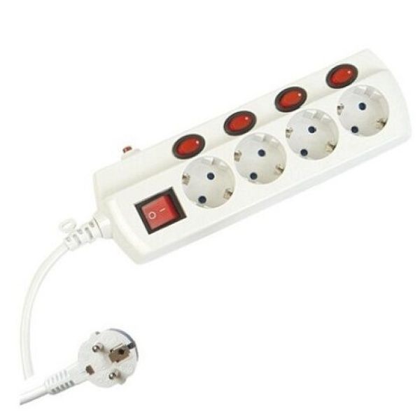 Base de 4 tomas de toma terrestre 1,5m con multiinterruptor
