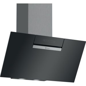 Campana decorativa de pared inclinada Balay 3BC586GN, 80 cm, Cristal negro