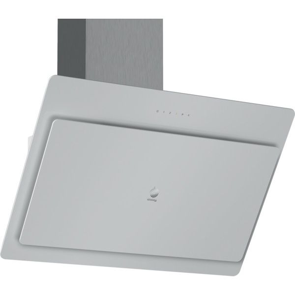Campana decorativa de pared inclinada Balay 3BC587GB, 80 cm, Cristal blanco