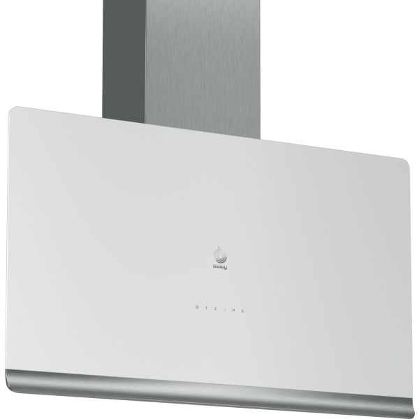 Campana decorativa de pared vertical Balay 3BC497GB, 90 cm, Cristal blanco