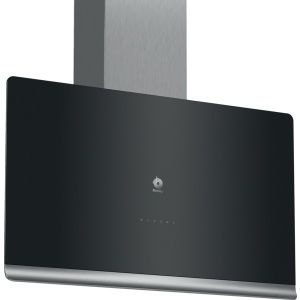 Campana decorativa de pared vertical Balay 3BC497GN, 90 cm, Cristal negro