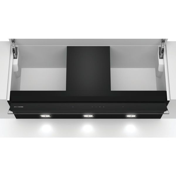 Campana decorativa integrada Siemens LJ97BAM60, iQ500, 90 cm, Cristal negro