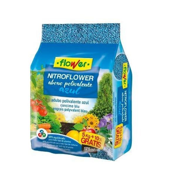 Flower Abono Granulado Polivalente Azul Nitroflower, Saco 5.5Kg