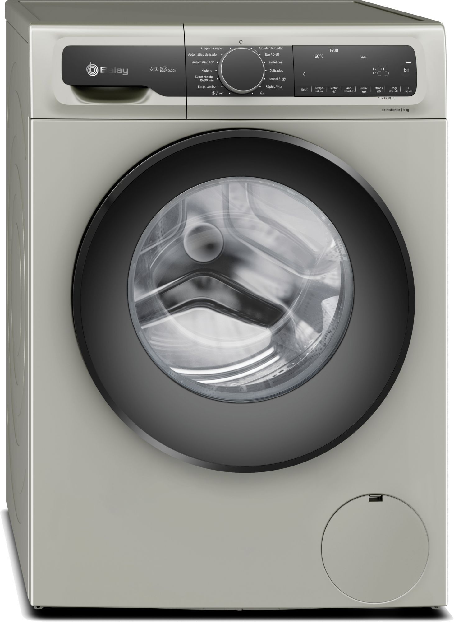 Lavadora con Autodosificación Balay 3TS496XD , 9 kg , 1400 r.p.m. , Acero antihuellas