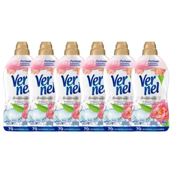 PACK 6 Suavizante Vernel Concentrado Té Blanco y Peonía (70 lavados)