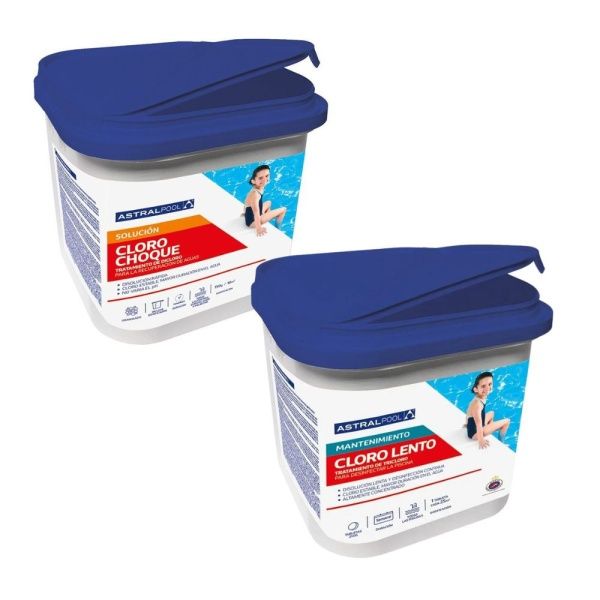 Pack de 2 - Cloro de choque 5kg y Cloro lento 5 kg Astral