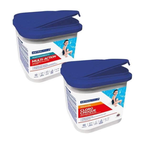 Pack de 2 - Cloro multi-acción 5 kg y Cloro de choque 5 kg Astral