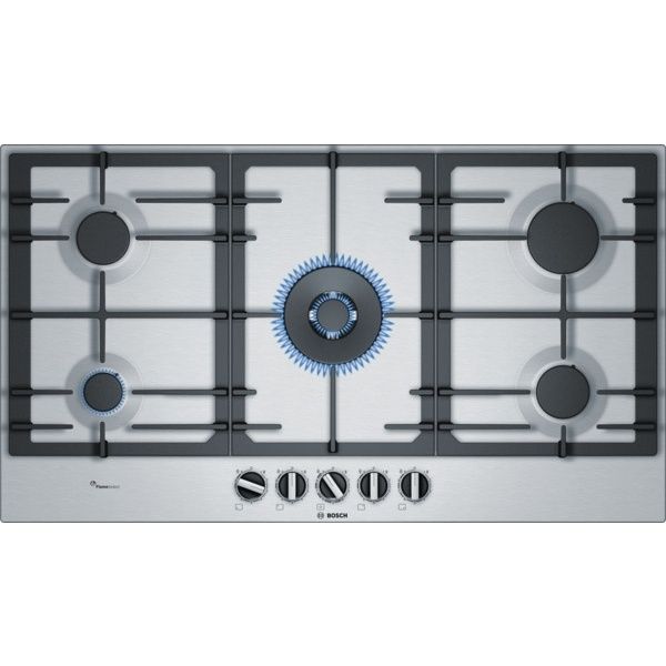 Placa de gas Bosch PCR9A5B90 , 90 cm , Acero