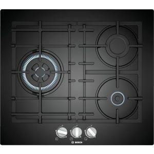 Placa de gas Bosch PNC6B6B90, 60 cm , Vidrio templado , Negro