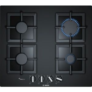 Placa de gas Bosch PPP6A6B20 , 60 cm , Vidrio templado , Negro