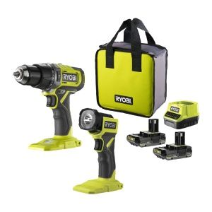 Taladro Percutor Ryobi 18V One+  (RPD18-2C20ST) Con 2 Baterias 2.0Ah y Linterna De Regalo
