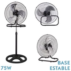 Ventilador 3 en 1 Recio Negro 50 D. 3 Vel. 70w 3 Aspas Aluminio En Plata Oscilante
