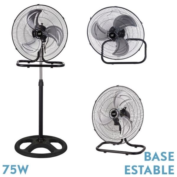 Ventilador 3 en 1 Recio Negro 50 D. 3 Vel. 70w 3 Aspas Aluminio En Plata Oscilante