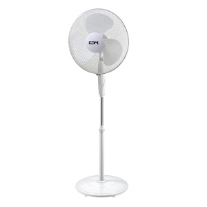 Ventilador de pie 45W Ø40cm altura regulable 110-130 cm Blanco