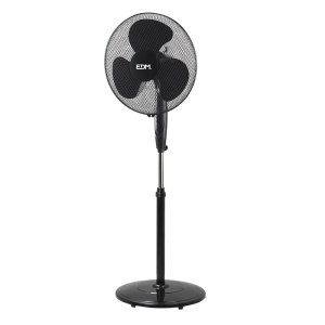 Ventilador de pie 45W Ø40cm altura regulable 110-130 cm Negro