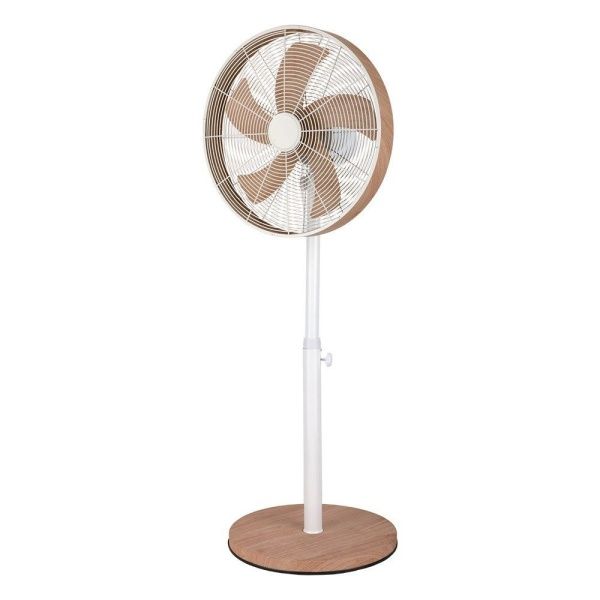 VENTILADOR DE PIE ALCAÑIZ BLANCO/HAYA 3VEL.50W.5ASPAS OSCILANTE Y ROTATORIO REGX45X39CM