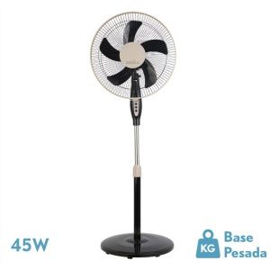 Ventilador De Pie Belmonte Negro/beige 3 vel. 45w 5 aspas Orientable, fijo y rotatorio