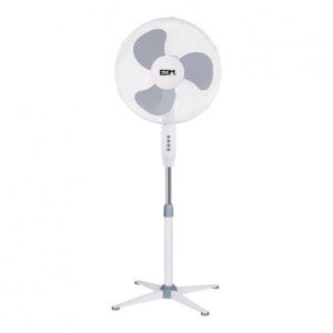 Ventilador de Pie Blanco 45W Aspas 40cm Altura Regulable-Edm