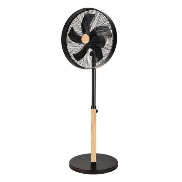 VENTILADOR DE PIE FALCON NEGRO/HAYA 3VEL.50W.5ASPAS OSCILANTE Y ROTATORIO REGX45X39CM