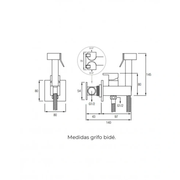 Grifo de Bidé Empotrado Cuadrado ISEO - Imagen 3