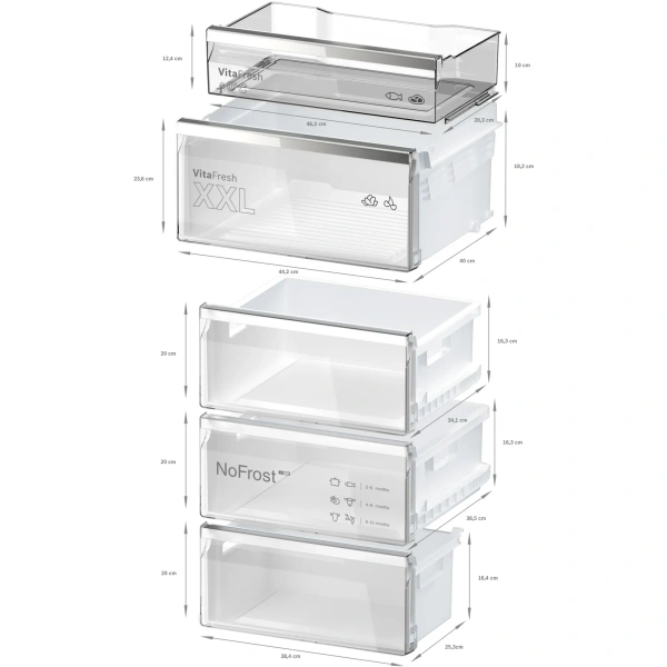 Bosch-Frigorífico combinado de libre instalación, 203 x 60 cm, Acero antihuellas, Total NoFrost,Serie 6, KGN39AIAU - Imagen 6
