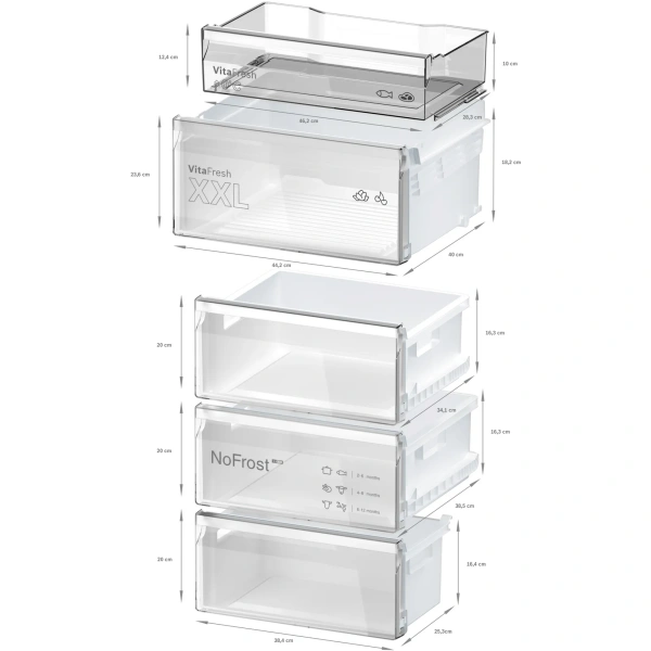 Bosch-Frigorífico combinado de libre instalación, 203 x 60 cm, Acero antihuellas, Total NoFrost,Serie 4, KGN392I1F - Imagen 5