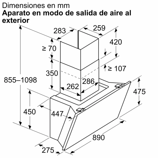 Bosch- Campana decorativa de pared, 90 cm, Cristal negro, Negro,Serie 8,DWK91LT60 - Imagen 5