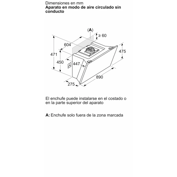 Bosch-Campana decorativa de pared, 90 cm, Cristal blanco, Cristal blanco,Serie 8, DWK91LT20 - Imagen 6