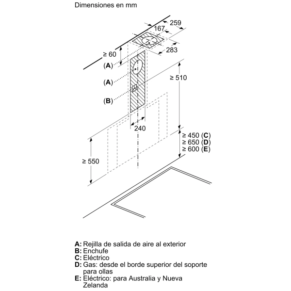 Bosch-Campana decorativa de pared, 80 cm, Cristal blanco, Cristal blanco,Serie 6,DWK81AN20 - Imagen 4