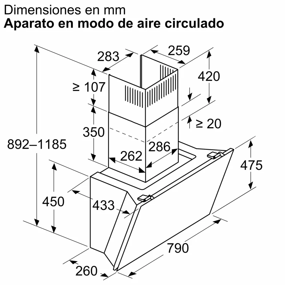 Bosch- Campana decorativa de pared, 80 cm, Cristal negro, Negro,Serie 6,DWK81AN60 - Imagen 6