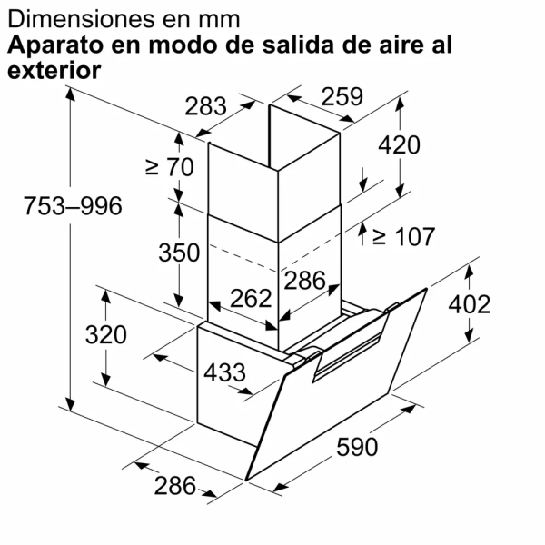 Bosch-Campana decorativa de pared, 60 cm, Cristal negro, Negro,Serie 4, DWK67FN60 - Imagen 7