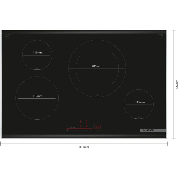 Bosch- Placa de inducción, 80 cm, con perfiles,Serie 6,PIE875HC1E