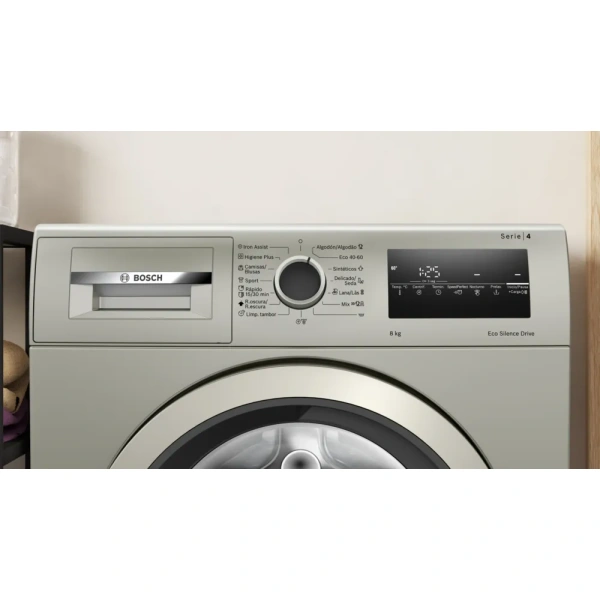 Bosch- Lavadora de carga frontal, 8 kg, 1200 r.p.m., Acero mate antihuellas,Serie 4,WAN2428XES - Imagen 11