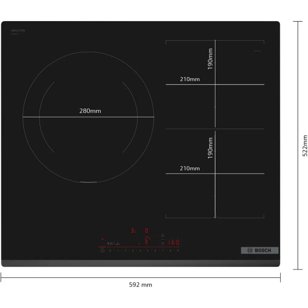 Bosch- Placa inducción, 60 cm, sin perfiles,Serie 6,PXJ631HC2E