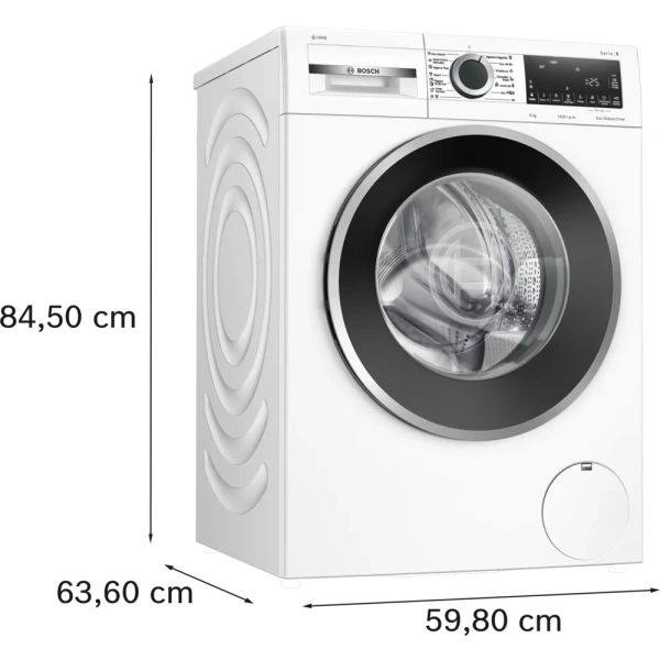 Bosch-Lavadora de carga frontal, 9 kg, 1400 r.p.m., Blanco,Serie 6, WGG244F1ES - Imagen 9