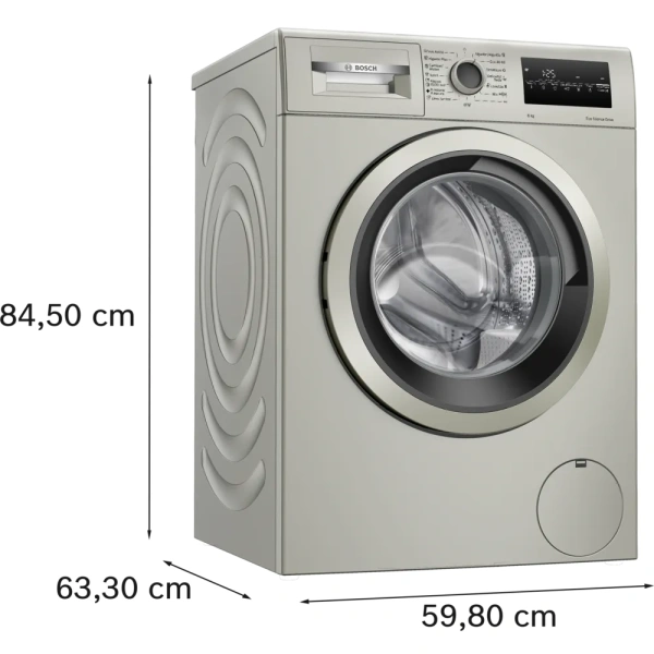 Bosch- Lavadora de carga frontal, 8 kg, 1200 r.p.m., Acero mate antihuellas,Serie 4,WAN2428XES - Imagen 7