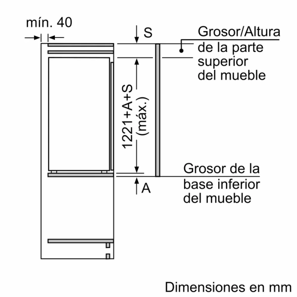 Bosch-Frigorífico integrable, 122.1 x 54.1 cm, Puerta fija,Serie 4, KIR41VFE0 - Imagen 2