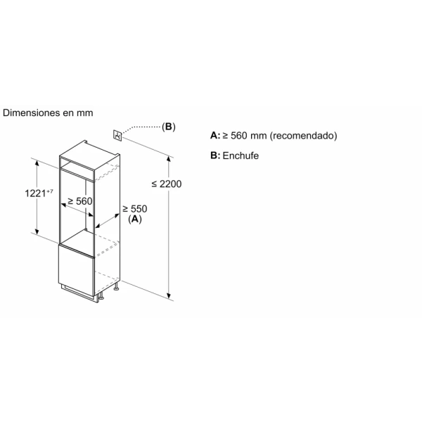 Bosch-Frigorífico integrable, 122.1 x 54.1 cm, Puerta fija,Serie 4, KIR41VFE0 - Imagen 3