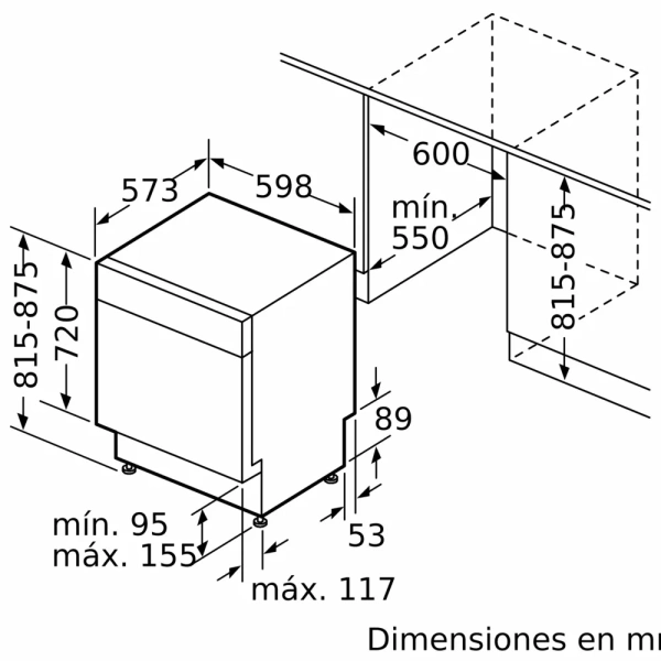 Bosch-Lavavajillas para montaje bajo encimera, 60 cm, Acero negro antihuellas,Serie 4, SMP4ECC71S - Imagen 3