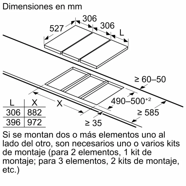 Bosch-Placa dominó, inducción, 30 cm, con perfiles,Serie 6, PXX375FB1E - Imagen 3