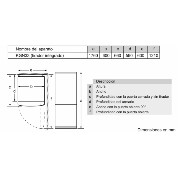 Bosch-Frigorífico combinado de libre instalación, 176 x 60 cm, Acero mate antihuellas, Total NoFrost,Serie 2, KGN33NLEB - Imagen 4